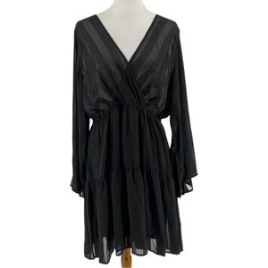 Plushe Black Sheer Long Sleeve Mini Dress